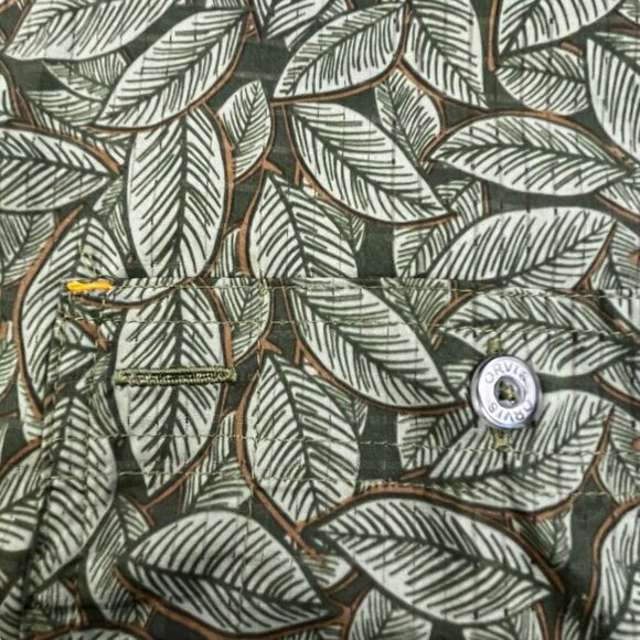 Orvis Active Fit Shirt Men’s XL Green Floral Leaf Hawaiian Performance Beach - Picture 3 of 9